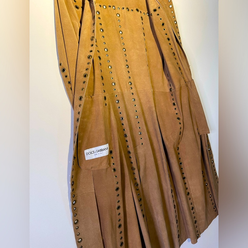 DOLCE AND GABANNA suede coat with grommets….pristine and never worn.